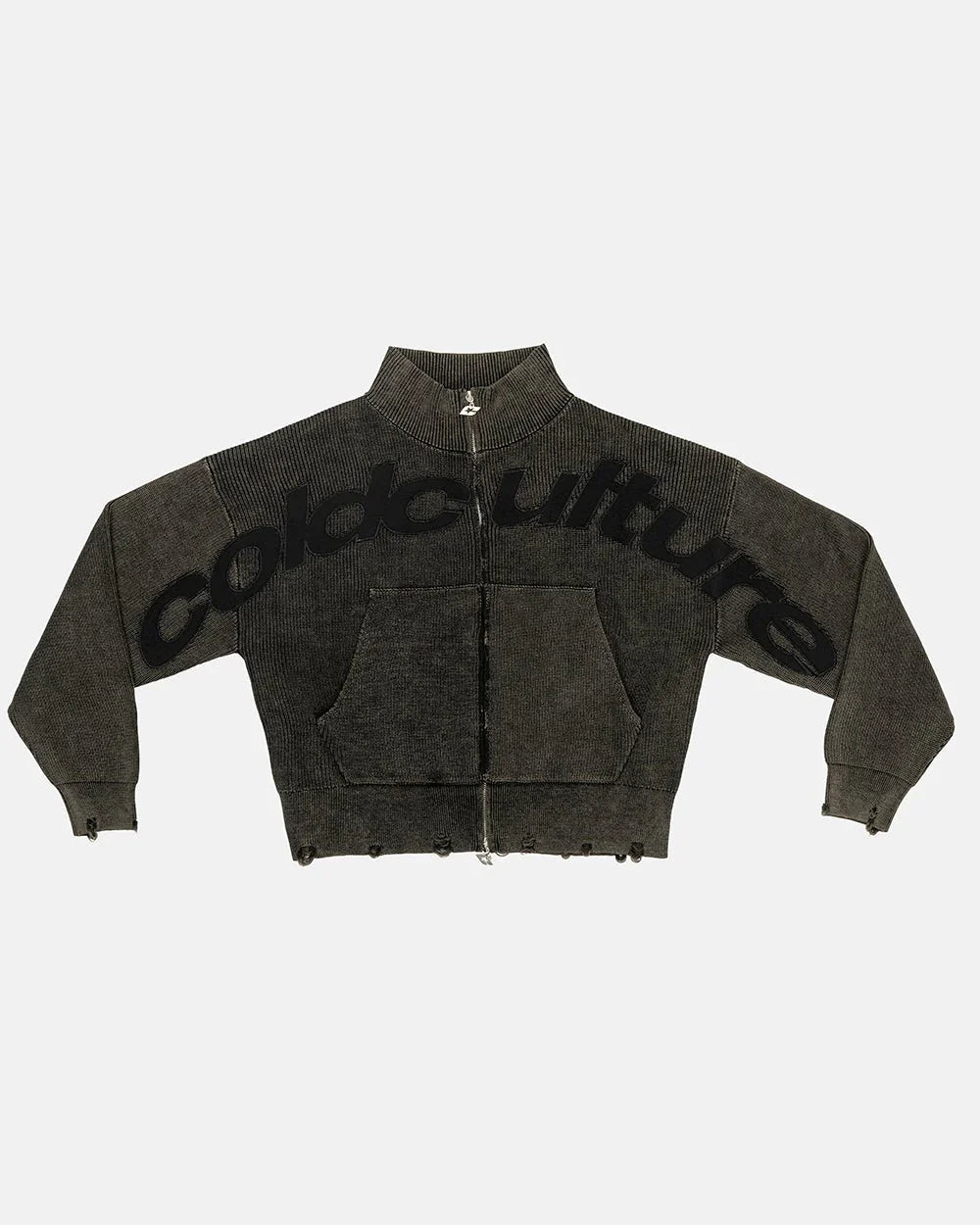 COLD CULTURE DISTRESS CURVED ZIP KNIT