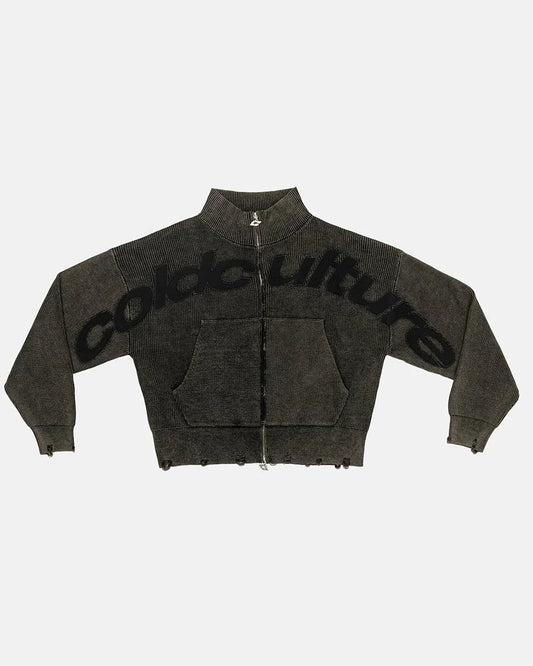 COLD CULTURE DISTRESS CURVED ZIP KNIT
