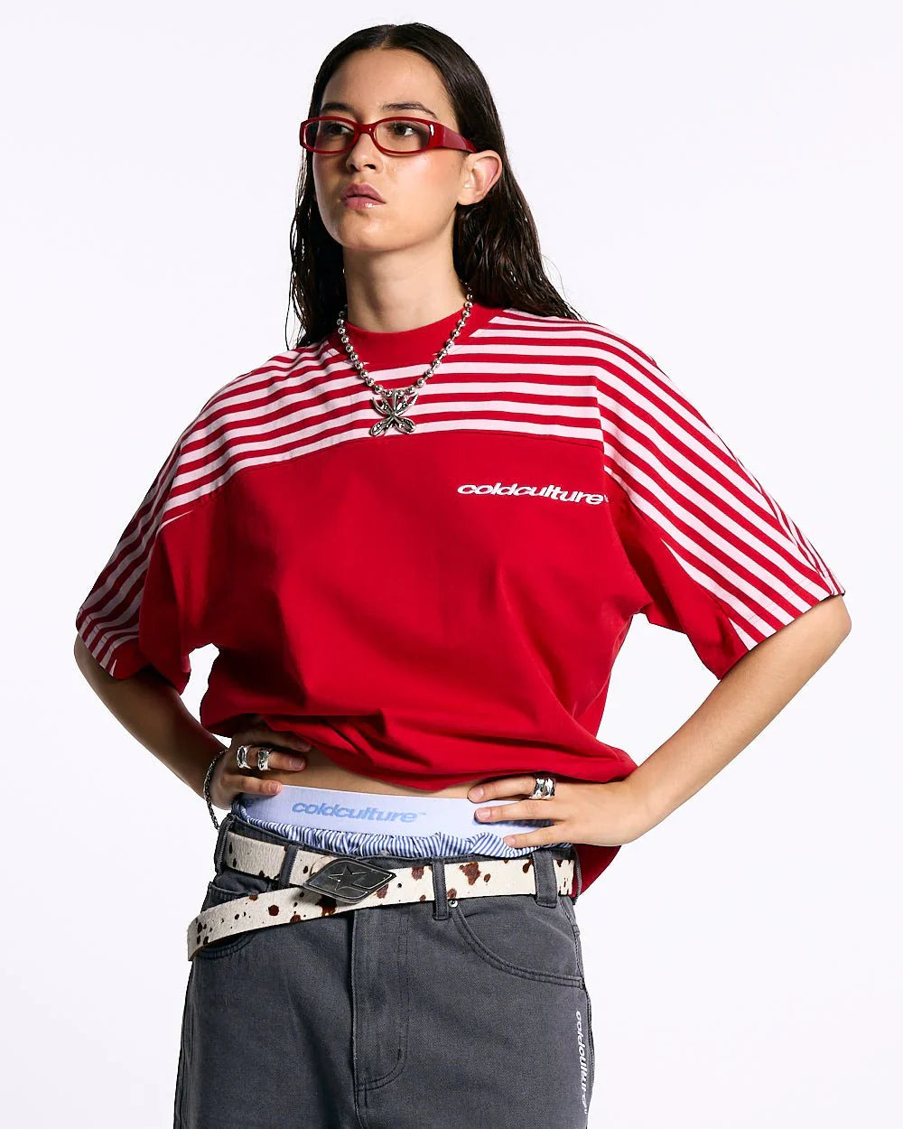 COLD CULTURE LOLLY HALF STRIPES TEE
