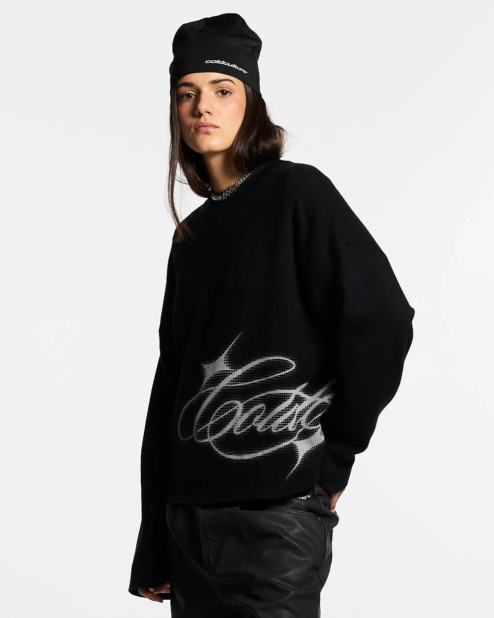 COLD CULTURE SPARKLY SCRIPT KNIT BLACK